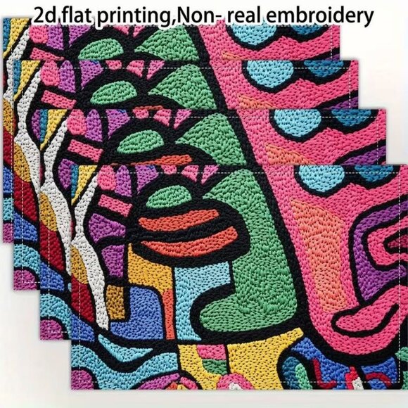 Keith Haring Inspired Design Placemats. Set of 4. - Picture 3 of 5